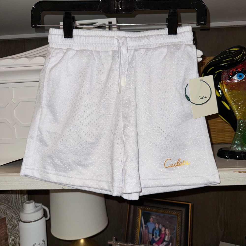Cadets Check Out Mesh Shorts in White SZ 8/10 (24-27” Waist) NWT boys